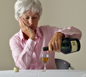 Alcohol Mature Senior Woman Drinking 